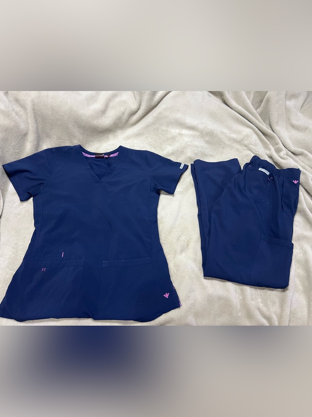 Med Couture Navy Blue women’s Scrub Top and Pants Set